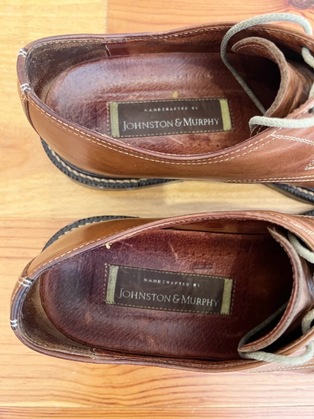 Johnston Murphy Passport Shoes Mens 9 Brown Leather Derby Made in Italy 20-2512